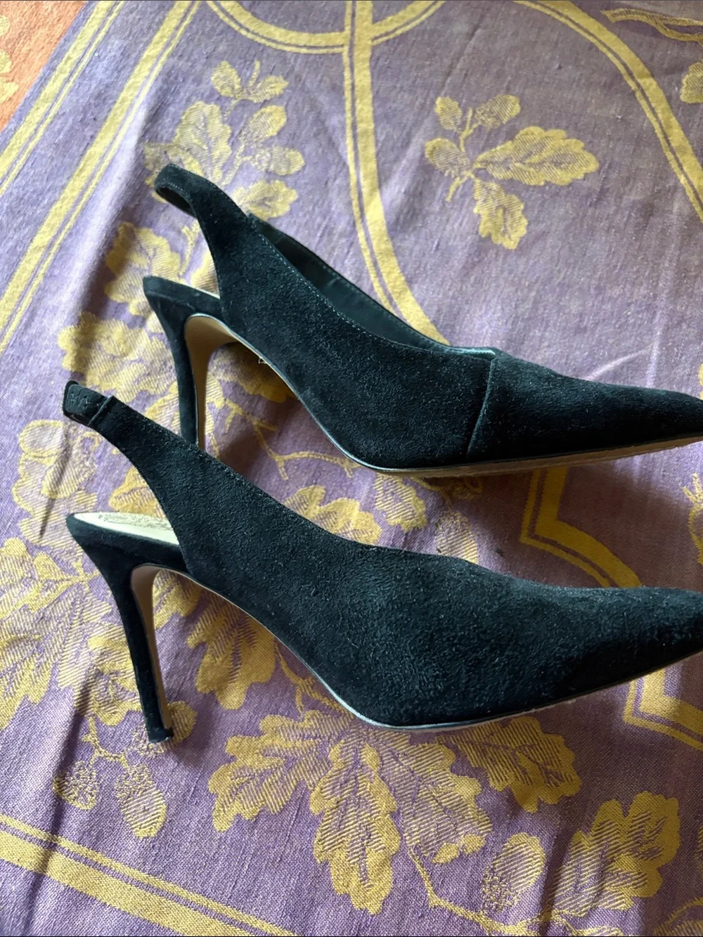 Vince Camuto Black Suede Pointed Slingback Heels